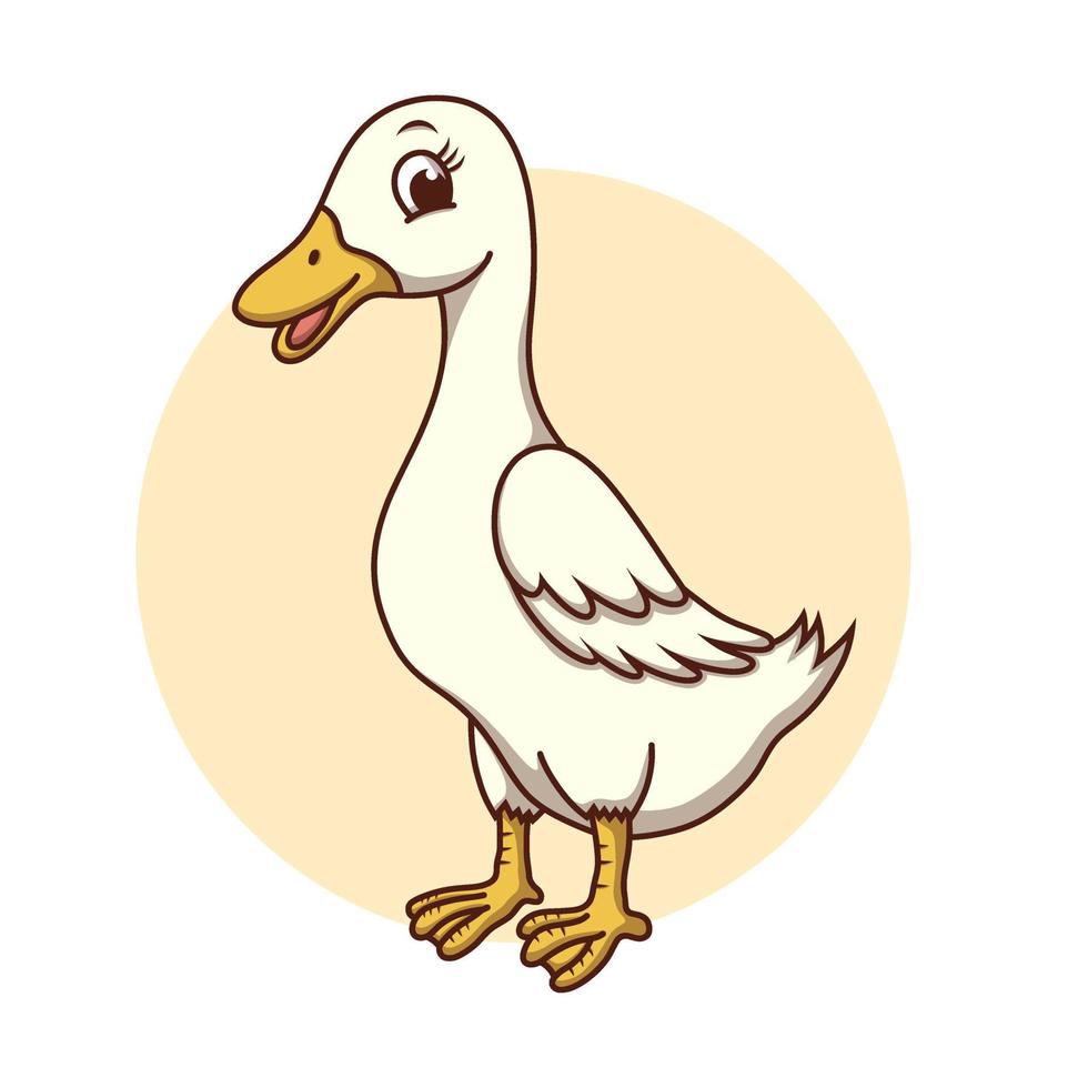 Goose Icon Kids Drawing Cartoon. Duck Farm Mascot Vector Illustration. Livestock Animal Cute Character Stock Free