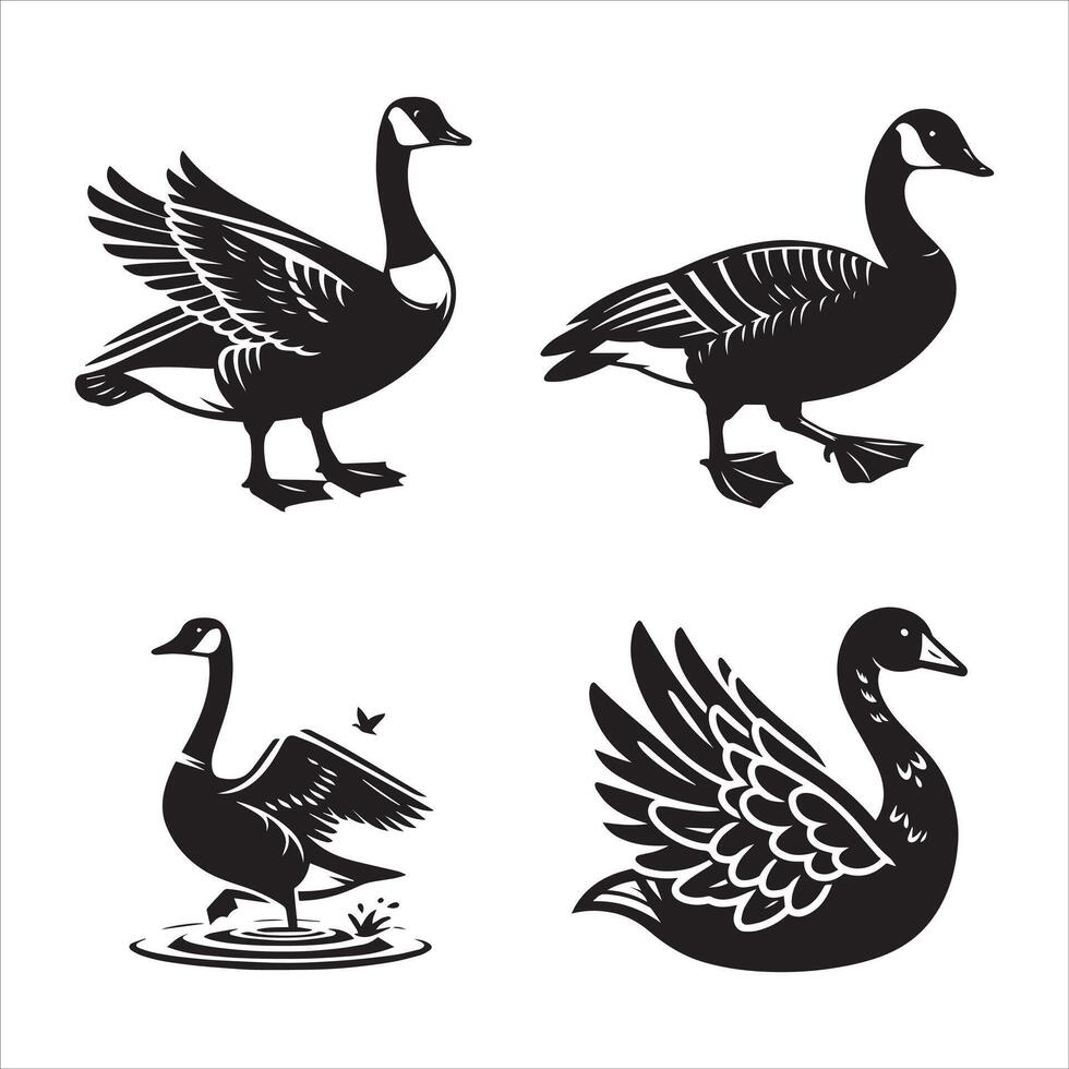 Goose silhouette icon graphic logo design Stock Free