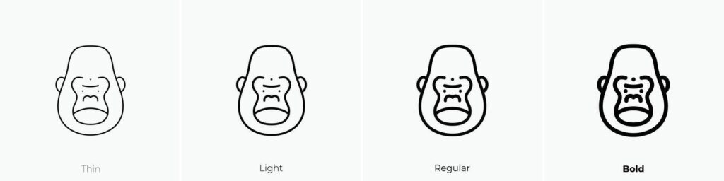 gorilla icon. Thin, Light, Regular And Bold style design isolated on white background Stock Free