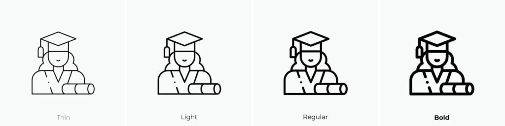 graduated icon. Thin, Light, Regular And Bold style design isolated on white background Stock Free