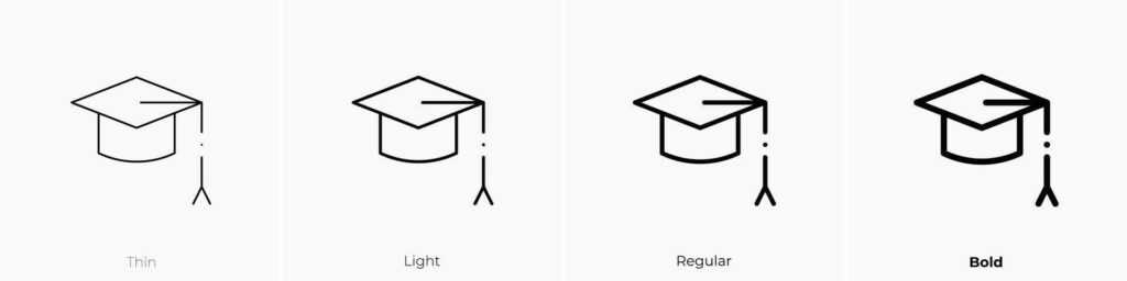 graduation hat icon. Thin, Light, Regular And Bold style design isolated on white background Stock Free