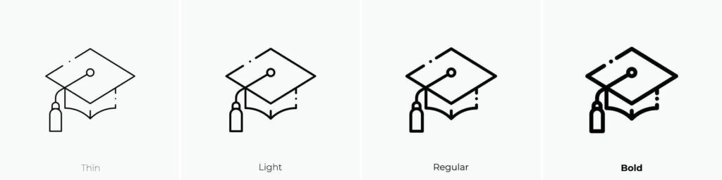 graduation icon. Thin, Light, Regular And Bold style design isolated on white background Stock Free