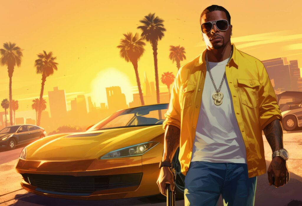 Grand Theft Auto Style Los Angeles Vibes Wallpaper Stock Free