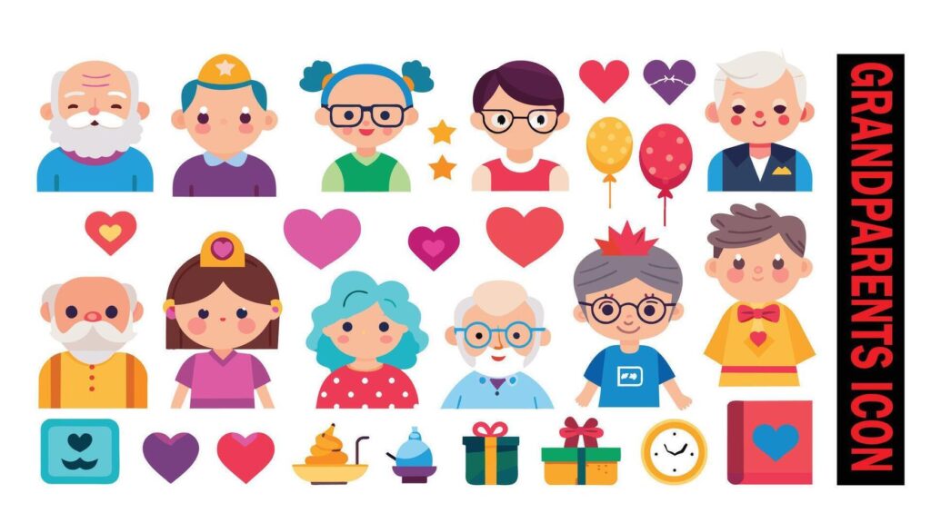 Grandparents Day Flat icon pack vector illustration. set off Grandparents day icon Stock Free