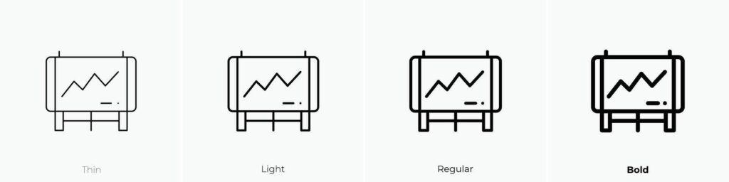 graph icon. Thin, Light, Regular And Bold style design isolated on white background Stock Free