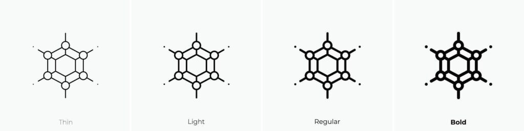 graphene icon. Thin, Light, Regular And Bold style design isolated on white background Stock Free