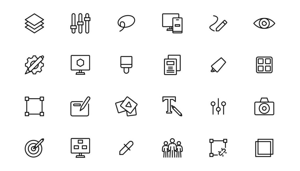 Graphic Design related icon . Outline icon. Stock Free