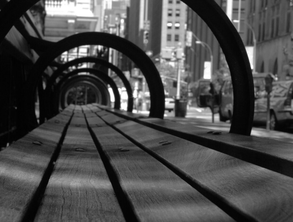 Black & White Park Bench Free Stock Photo