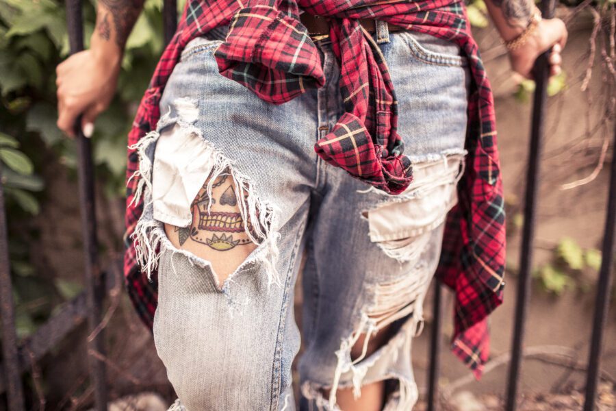 Plaid Shirt & Jeans Free Stock Photo