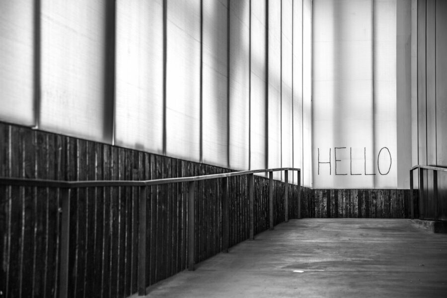 Black & White Hello Free Stock Photo