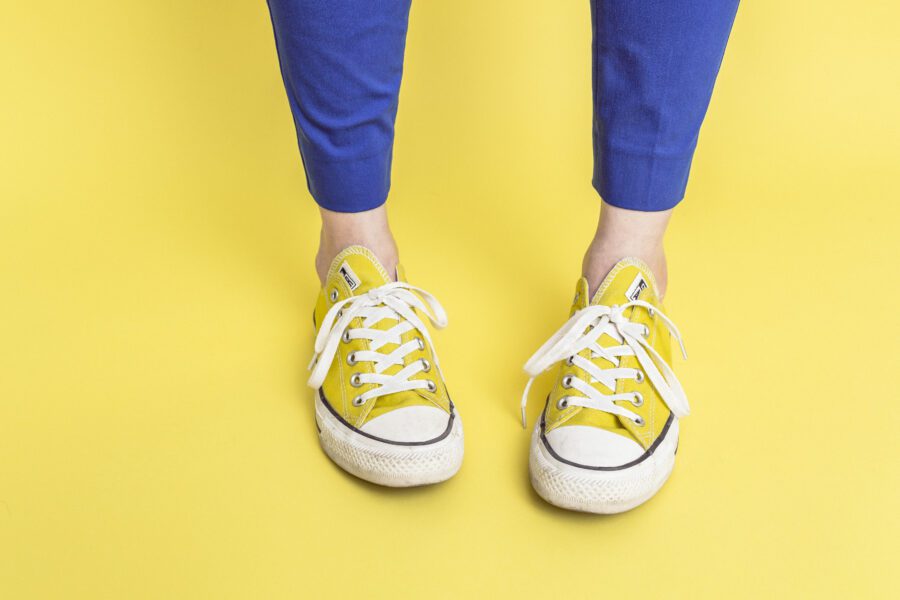 Yellow Sneakers & Backgound Free Stock Photo