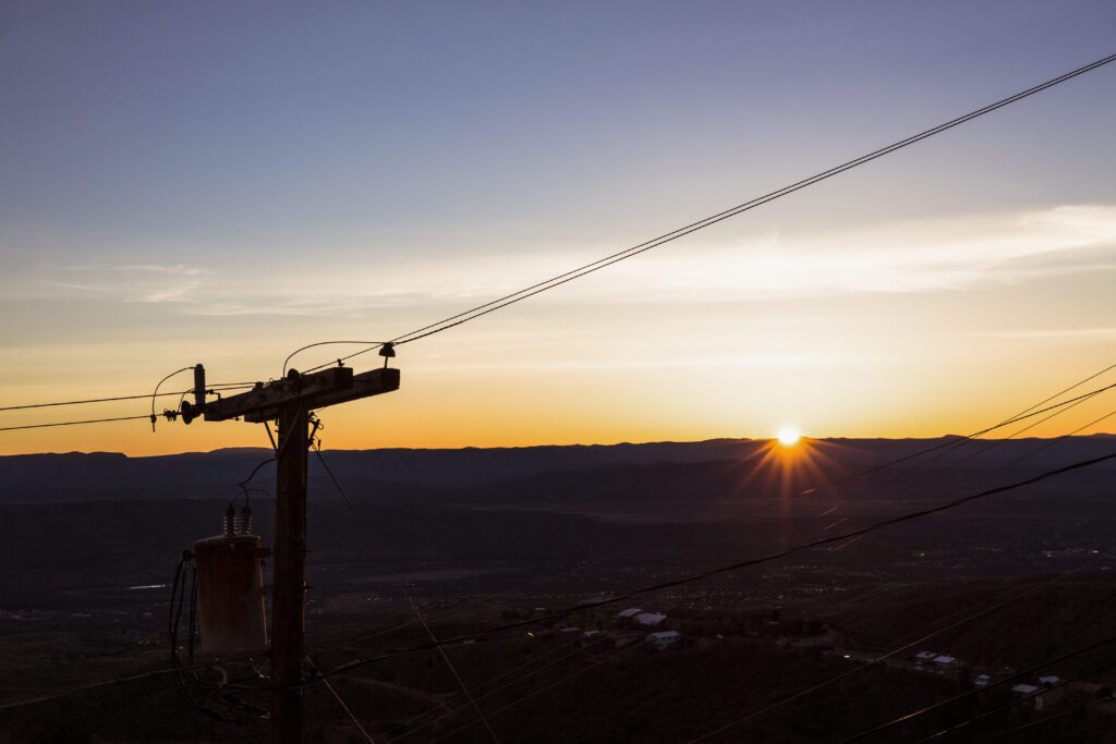 Power Lines at Sunrise Free Stock Photo