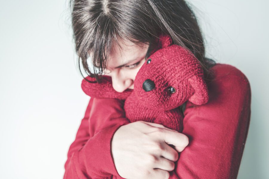 Girl Hugging Teddy Free Stock Photo