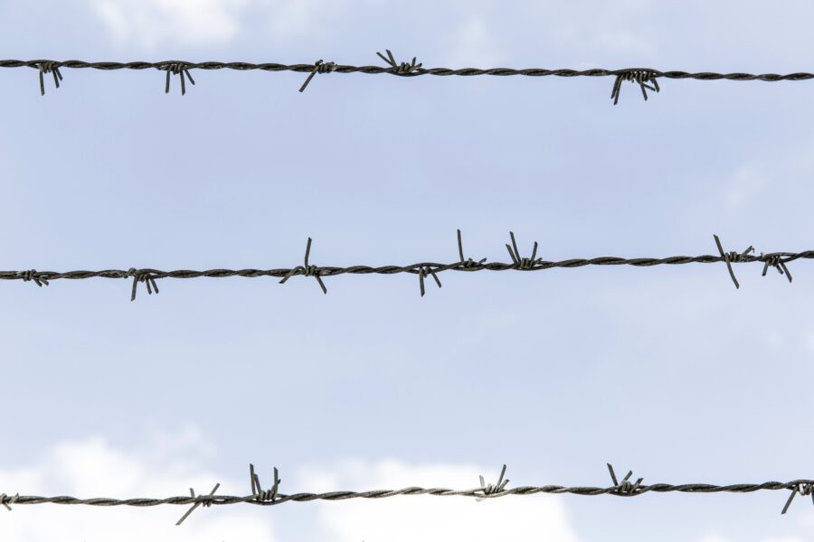 Barbed Wire Blue Sky Free Stock Photo