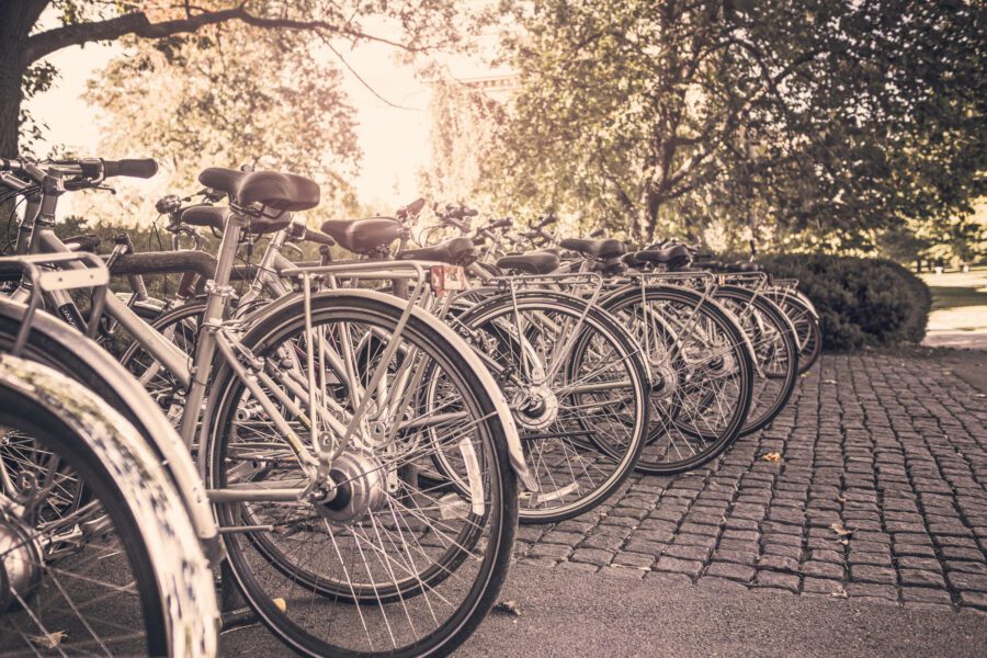 Row of Parked Bikes Free Stock Photo