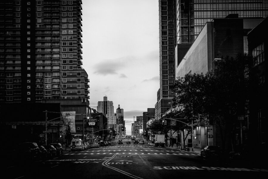 Black & White City Street Free Stock Photo