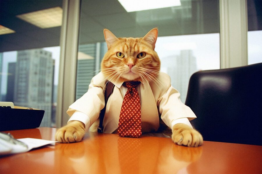 Cat Boss Office Free Stock Photo