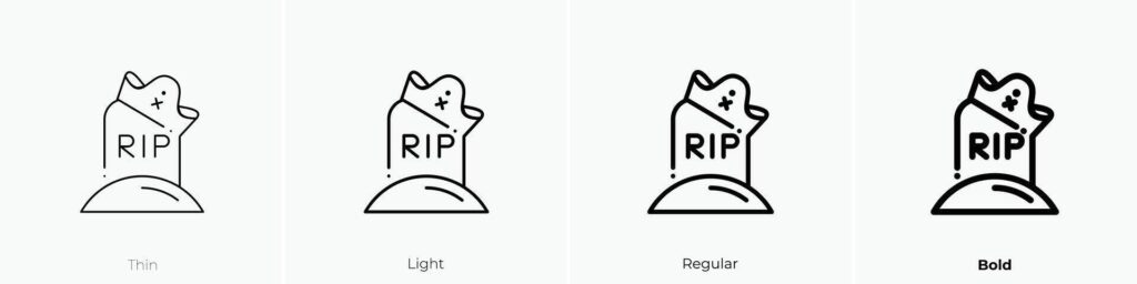 grave icon. Thin, Light, Regular And Bold style design isolated on white background Stock Free