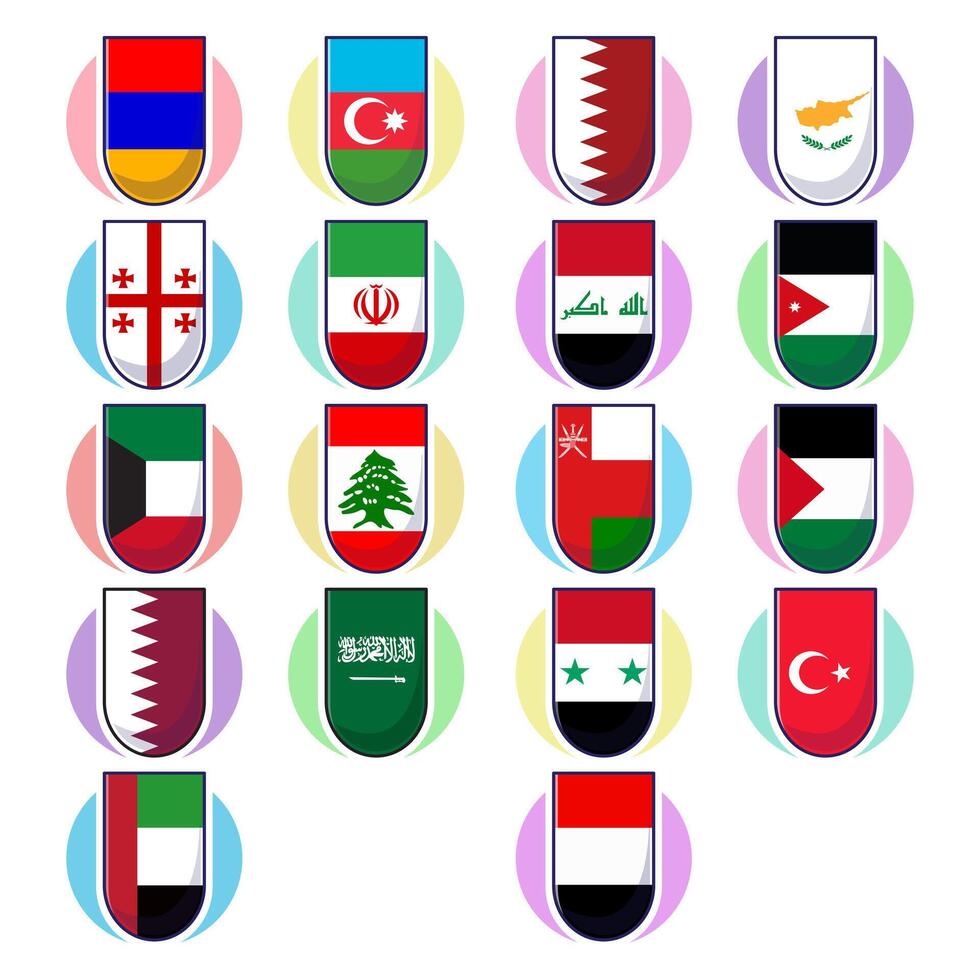 Great cartoon of West Asian countries flag icon mascot illustration Stock Free