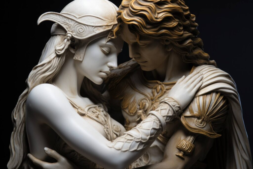 Greek Couple Statues Hugging Stock Free