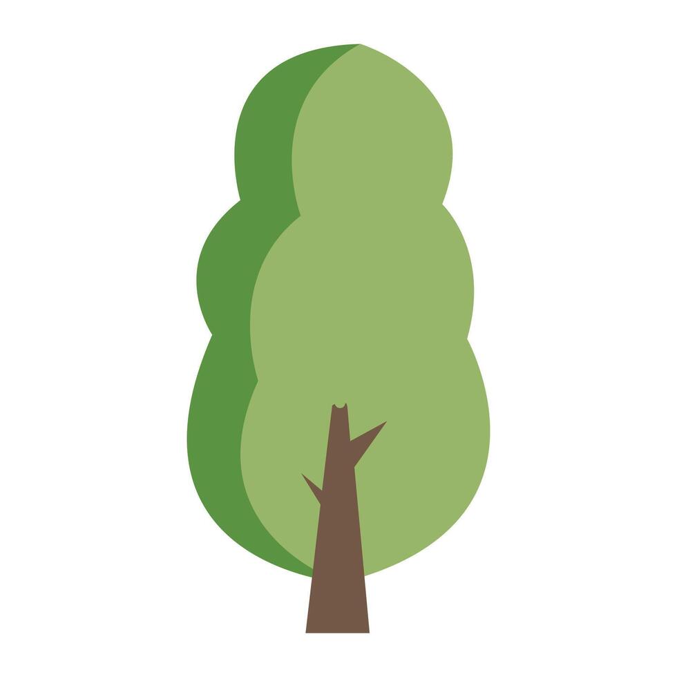 Green tree icon. flat color design. illustration Stock Free