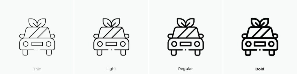 green vehicle icon. Thin, Light, Regular And Bold style design isolated on white background Stock Free