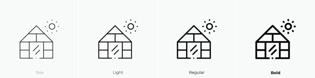 greenhouse icon. Thin, Light, Regular And Bold style design isolated on white background Stock Free