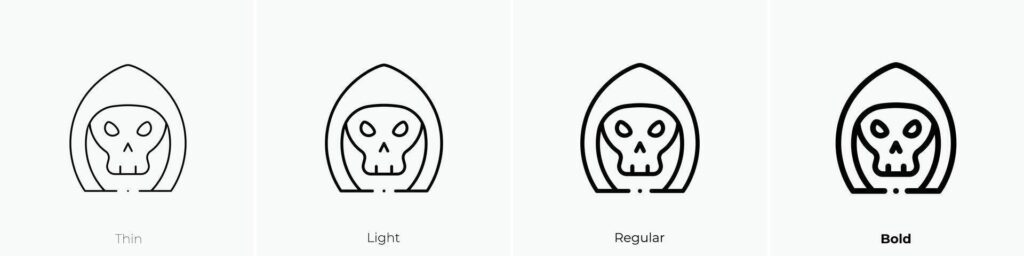 grim reaper icon. Thin, Light, Regular And Bold style design isolated on white background Stock Free