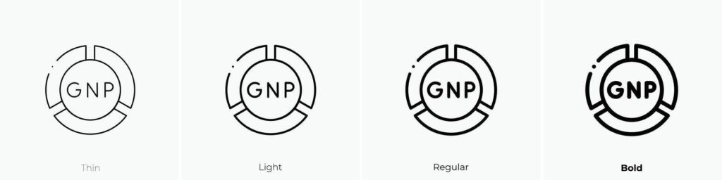 gross national product icon. Thin, Light, Regular And Bold style design isolated on white background Stock Free