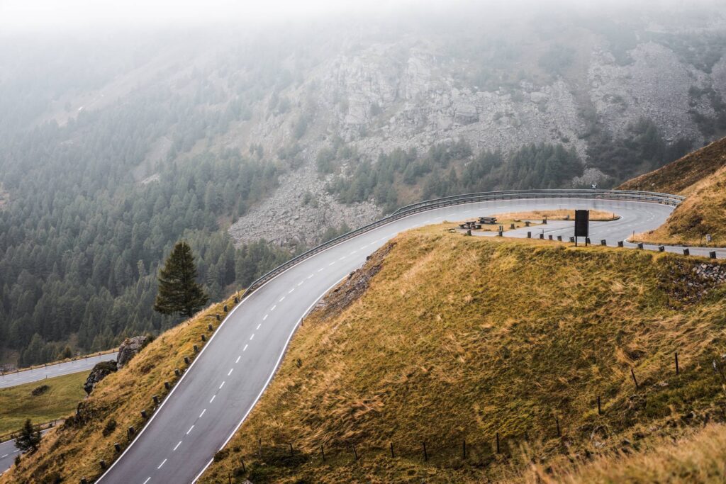 Grossglockner High Alpine Road Turn in Austria in Rainy Weather Free Photo