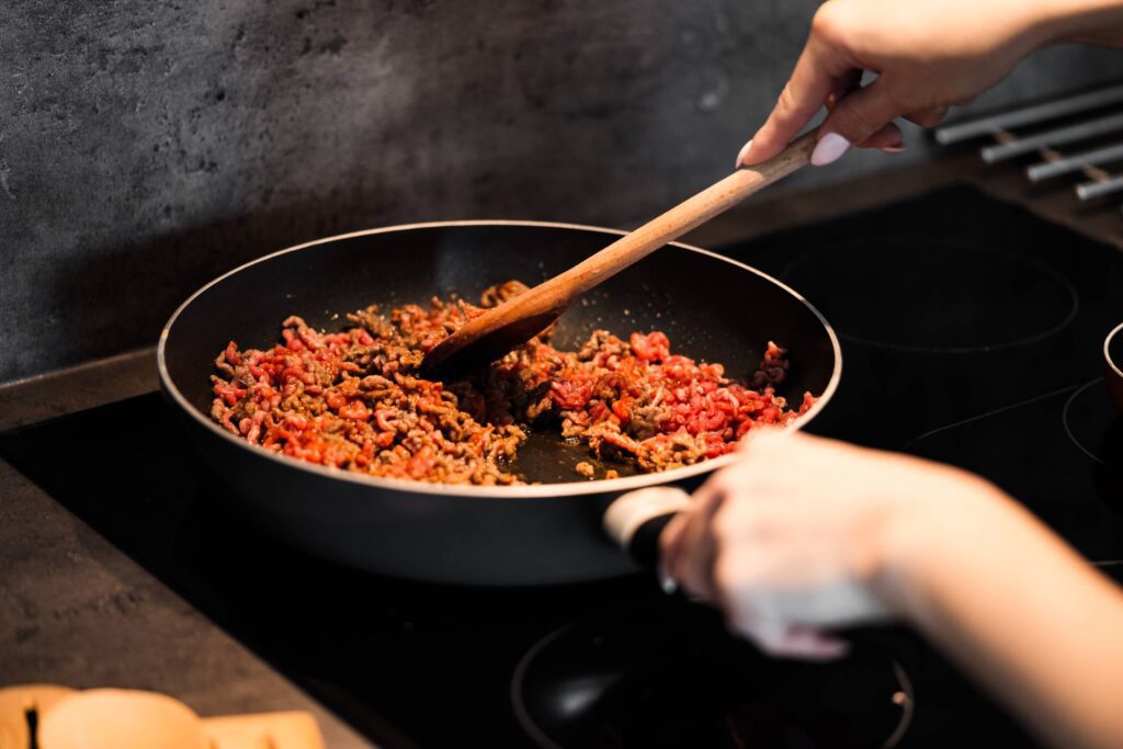 Ground Beef Meat in a Frying Pan Free Photo