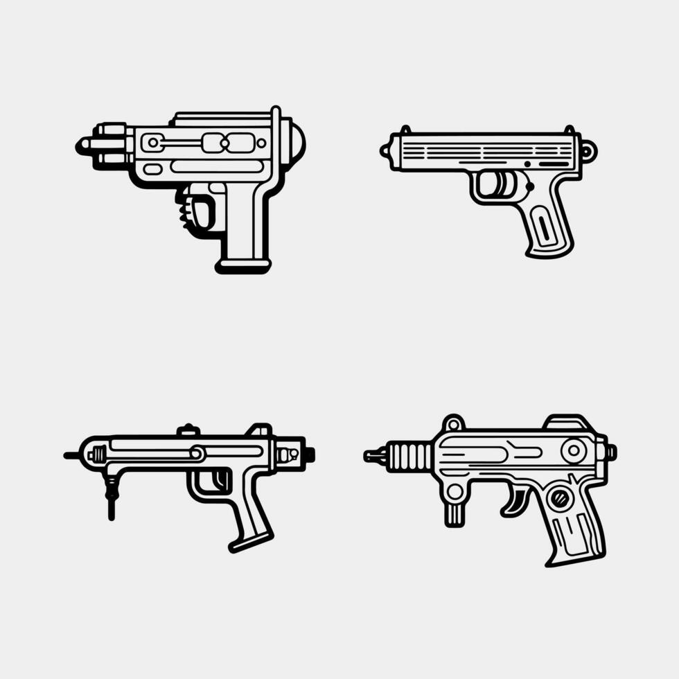 gun icon in outline style isolated on white background. hunting gun stock Stock Free