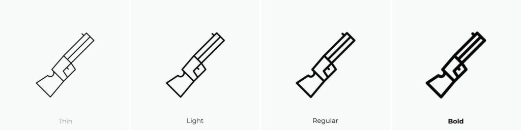 gun icon. Thin, Light, Regular And Bold style design isolated on white background Stock Free