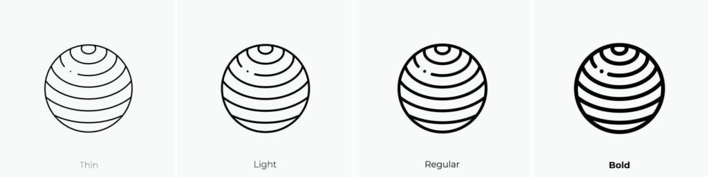 gym ball icon. Thin, Light, Regular And Bold style design isolated on white background Stock Free