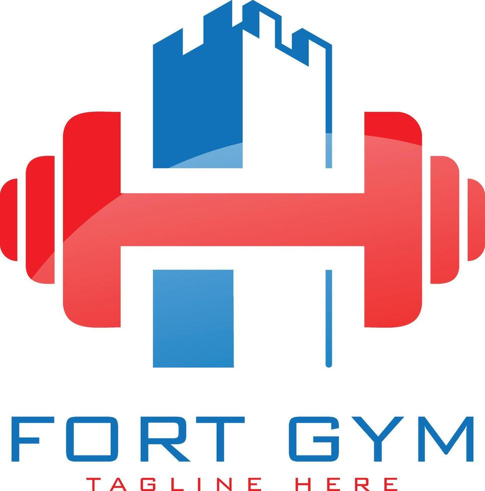 Gym logo design with fort icon Stock Free