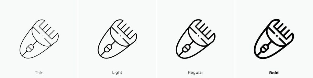 hair clipper icon. Thin, Light, Regular And Bold style design isolated on white background Stock Free