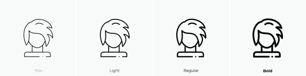 hair wig icon. Thin, Light, Regular And Bold style design isolated on white background Stock Free