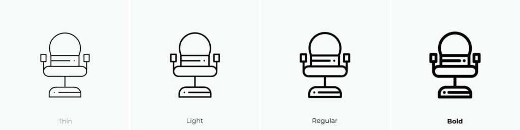 hairdresser chair icon. Thin, Light, Regular And Bold style design isolated on white background Stock Free