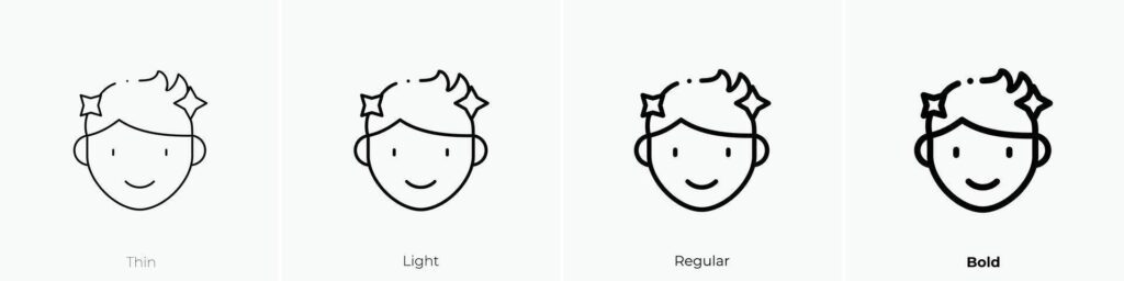 hairstyling icon. Thin, Light, Regular And Bold style design isolated on white background Stock Free