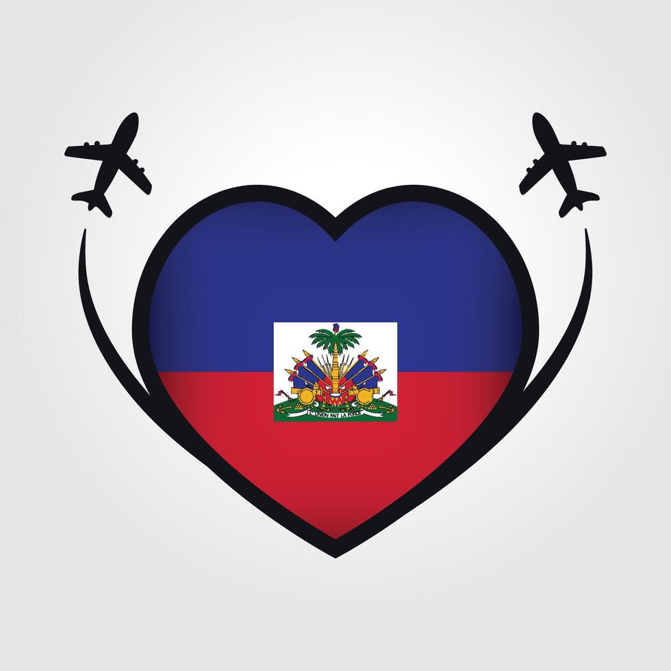 Haiti Travel Heart Flag With Airplane Icons Stock Free