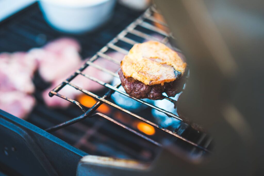 Hamburger Meat on the BBQ Grill Free Photo