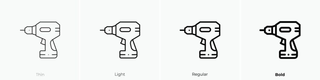 hammer drill icon. Thin, Light, Regular And Bold style design isolated on white background Stock Free