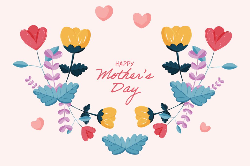 Hand drawn happy mothers day background. Free Vector