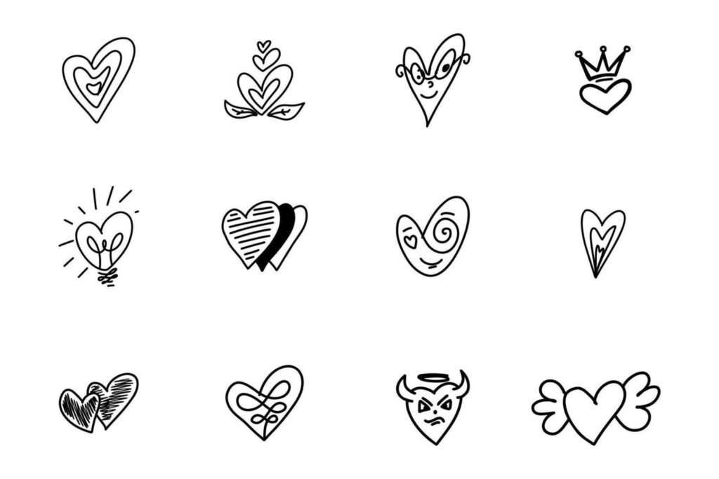 hand drawn heart icon illustration design love symbol Stock Free