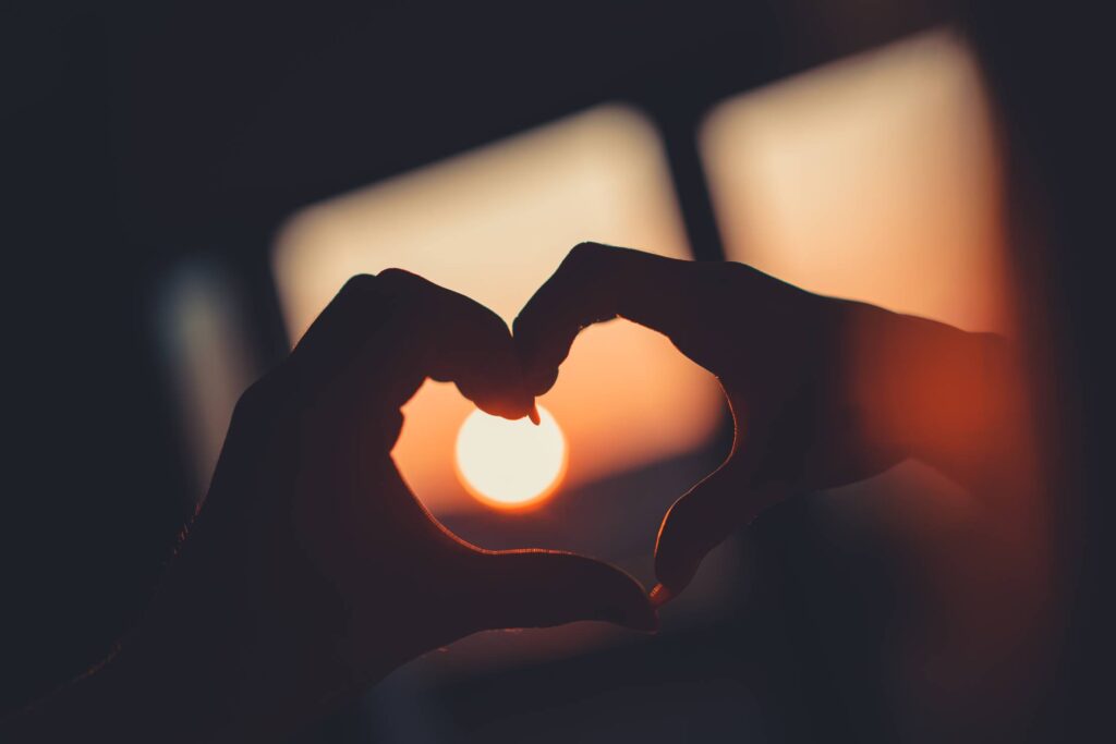 Hand Heart with Sunset Free Photo