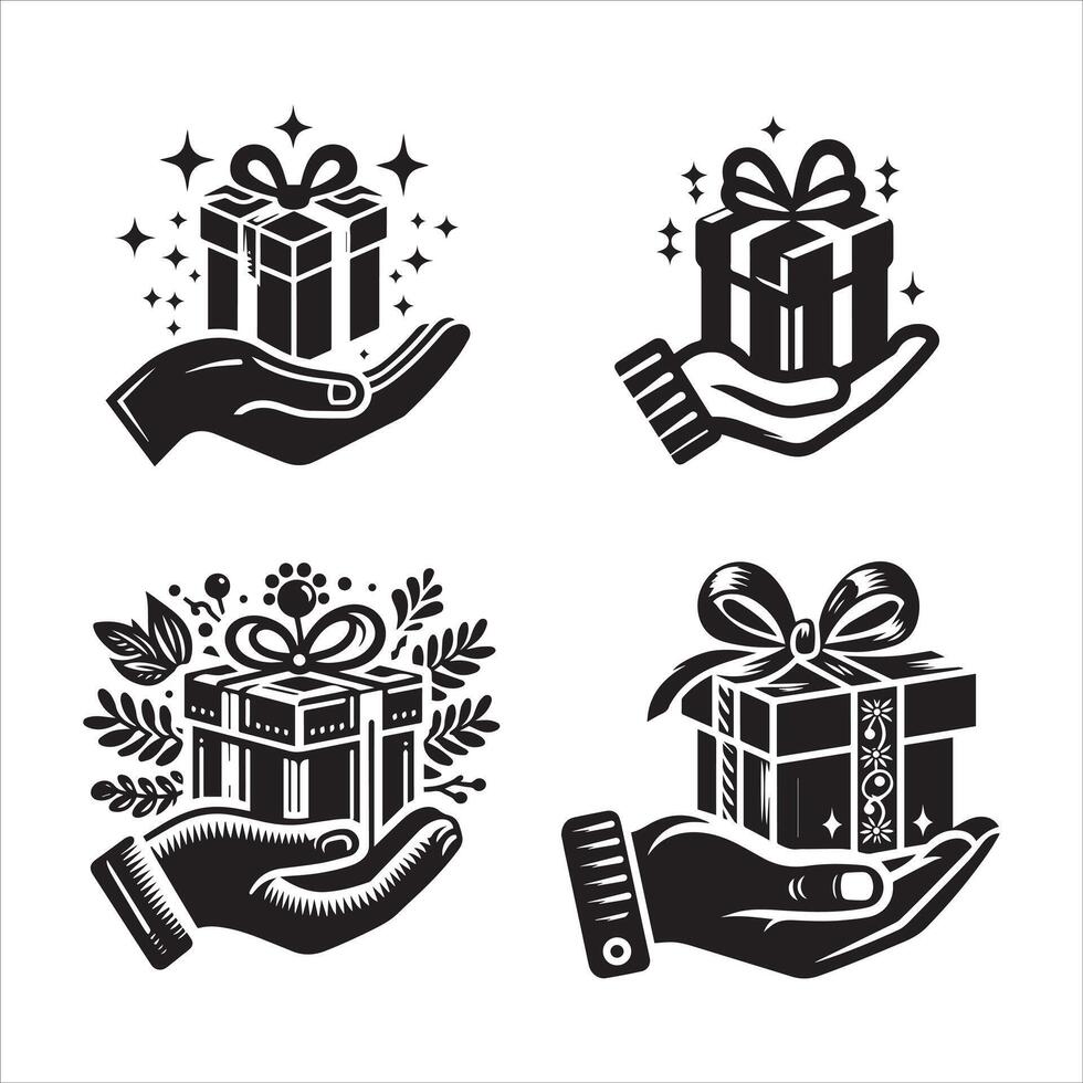 hand with gift silhouette icon graphic logo design Stock Free