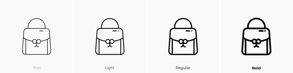 handbag icon. Thin, Light, Regular And Bold style design isolated on white background Stock Free