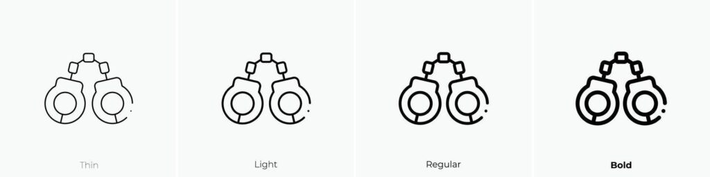 handcuff icon. Thin, Light, Regular And Bold style design isolated on white background Stock Free