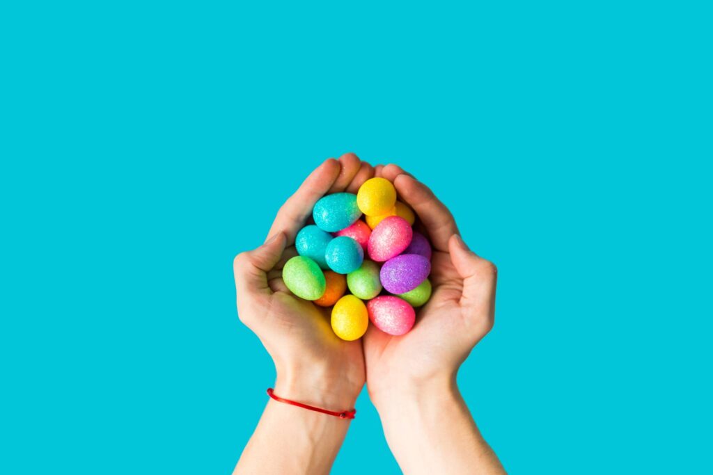 Handful of Glittering Easter Eggs Free Photo