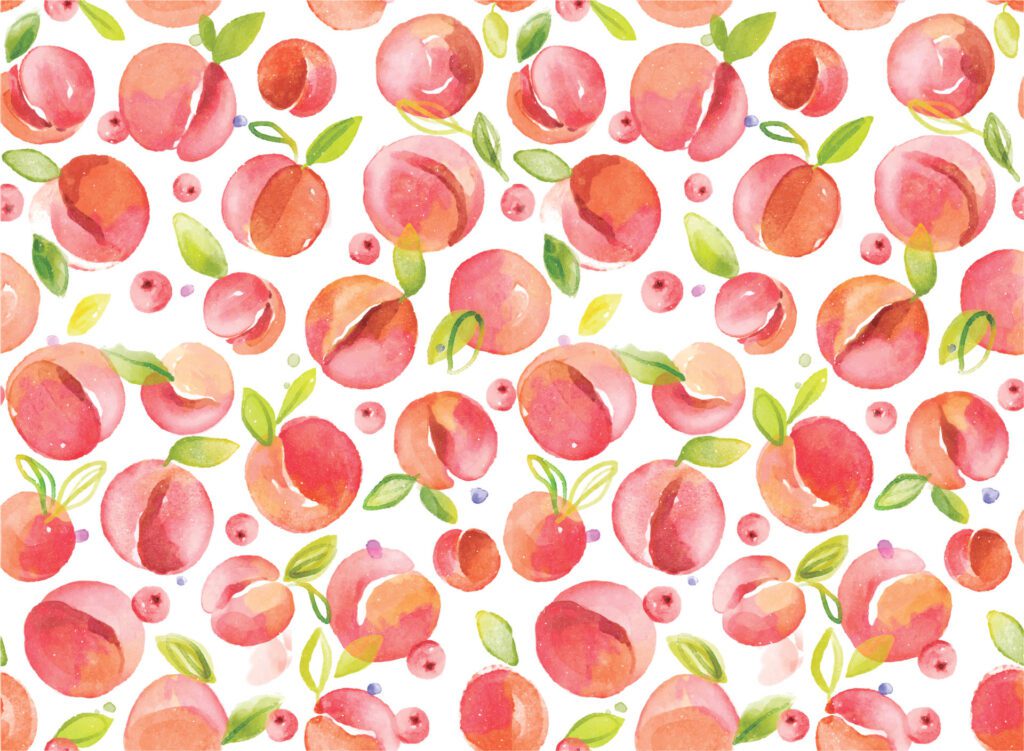 Handrawn watercolor peaches background Free Vector